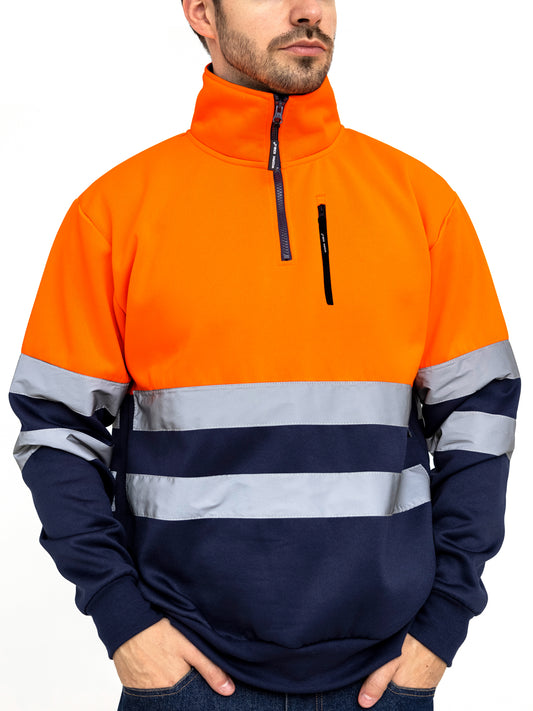 Stand-collar Safety Sweatshirt (Combi-orange)