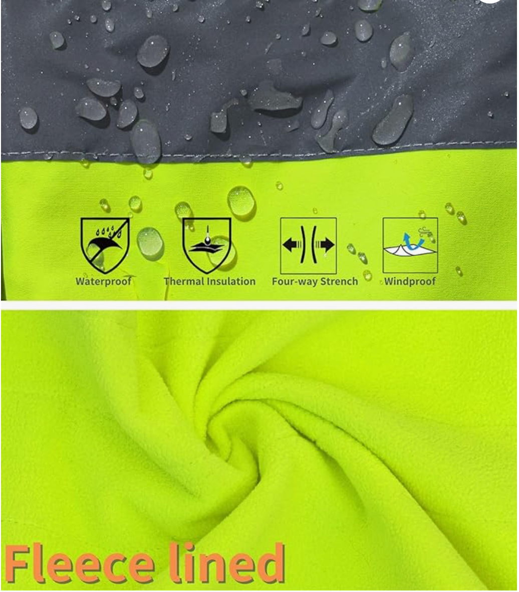 Men's Safety Hi-viz Softshell Jacket with Fleece Lined