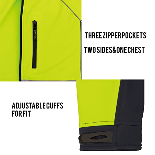 Men's Safety Hi-viz Softshell Jacket with Fleece Lined