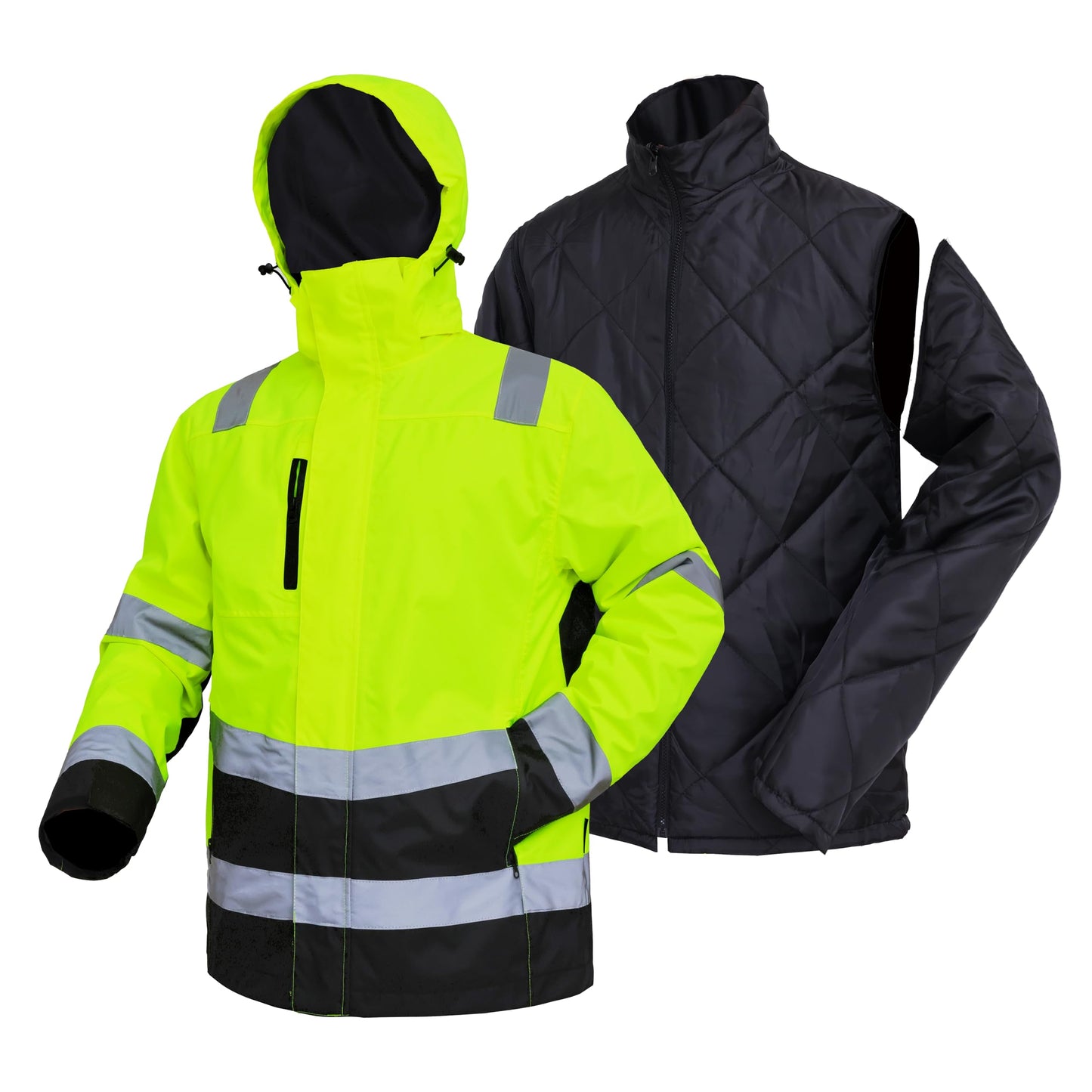 WORK IDEA High Visibility Reflective Jackets for Men Hi Vis Weatherproof 4- in-1