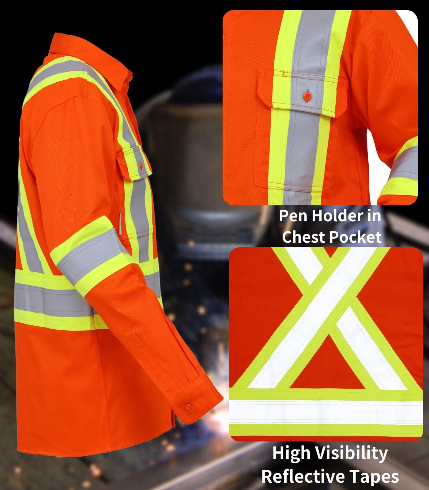 FR Welding Work Shirt with FR reflective tapes (NPFA certified)