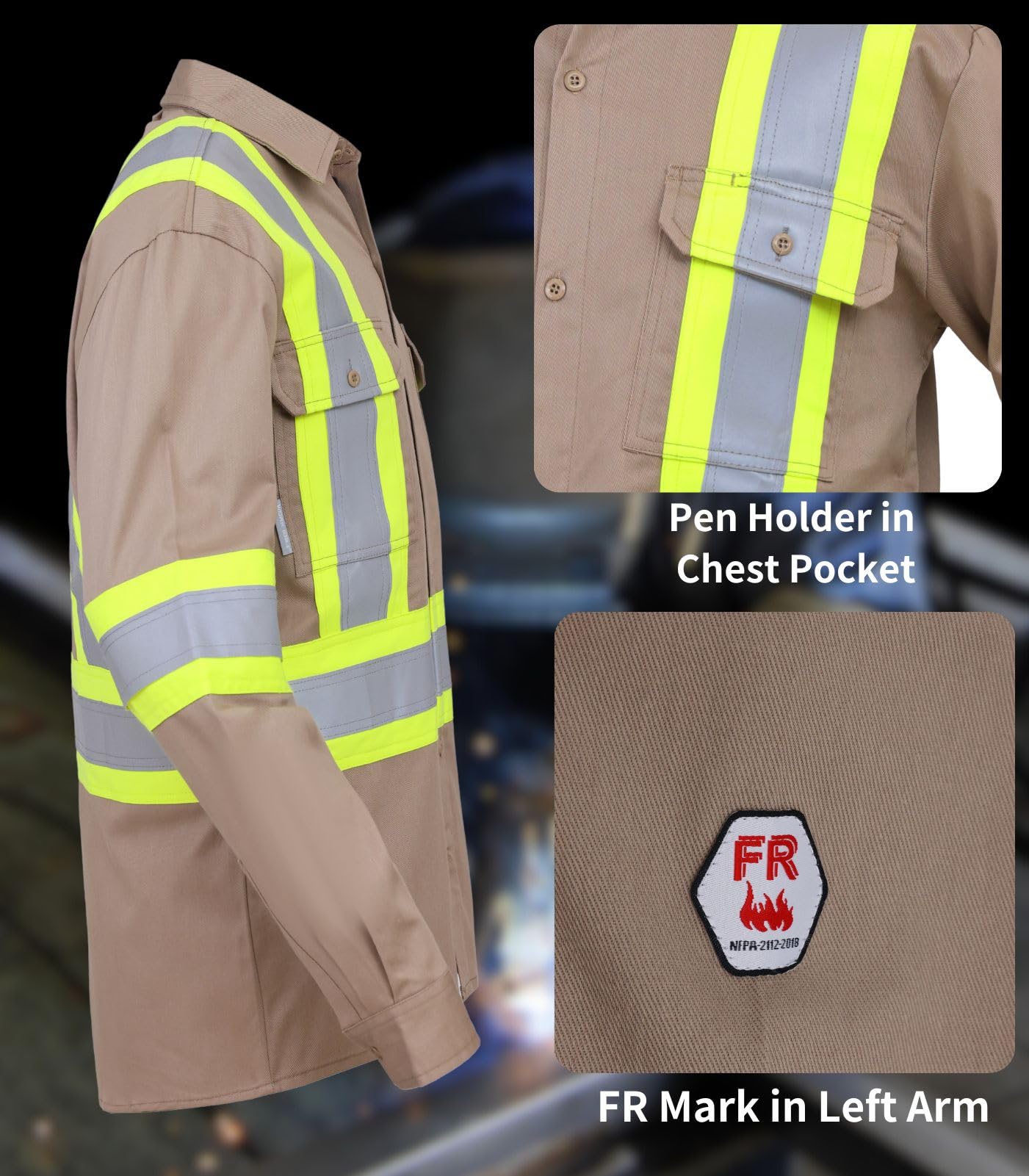 FR Welding Work Shirt with FR reflective tapes (NFPA Certified)